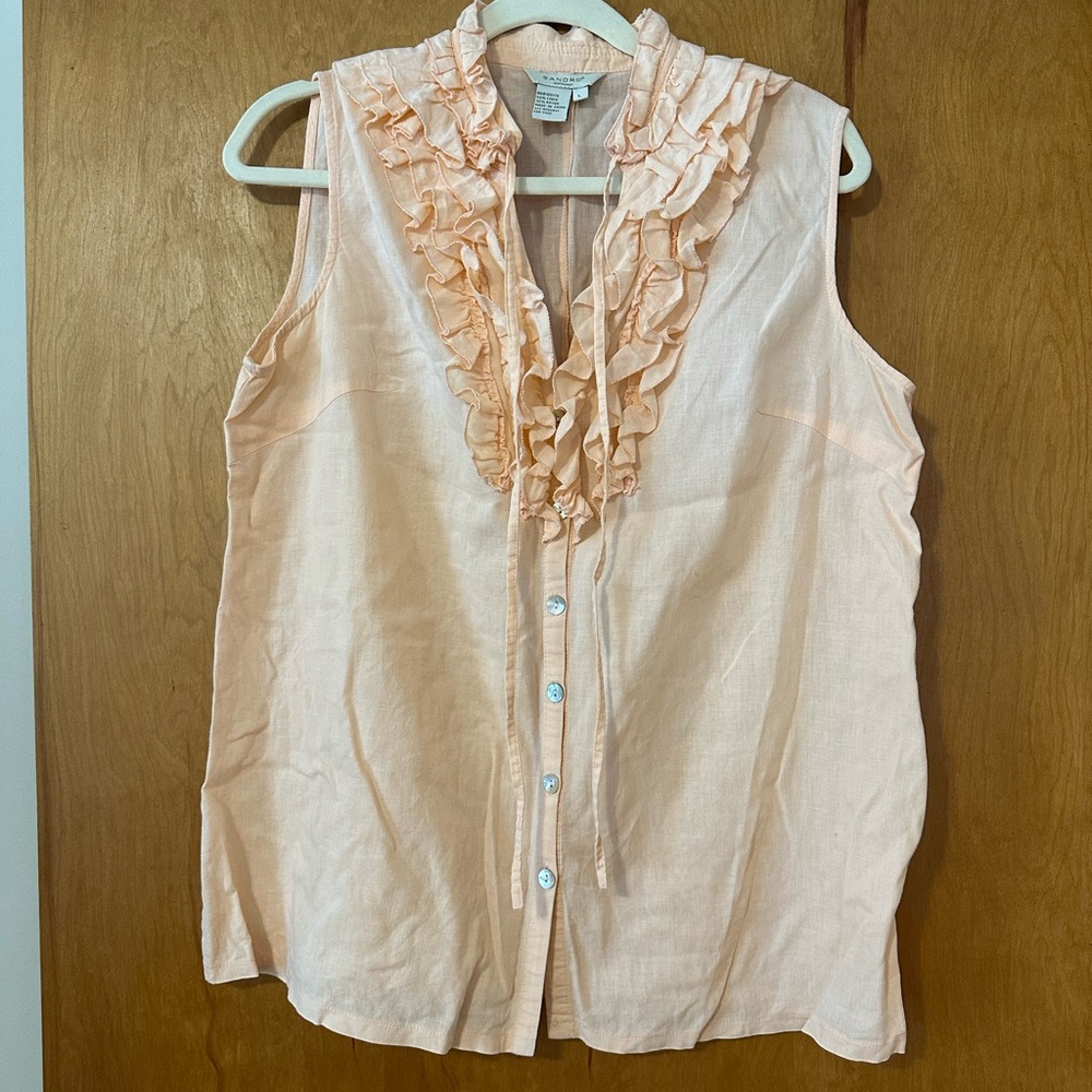 Sandro Light Peach Ruffled Blouse